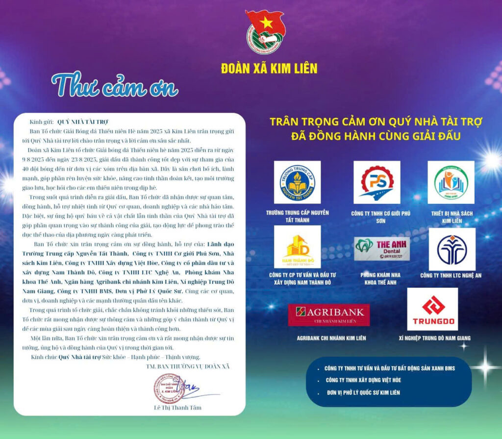 Trường Trung cấp Nguyễn Tất Thành đồng hành cùng Giải bóng đá thiếu niên xã Kim Liên – Quê hương Chủ tịch Hồ Chí Minh