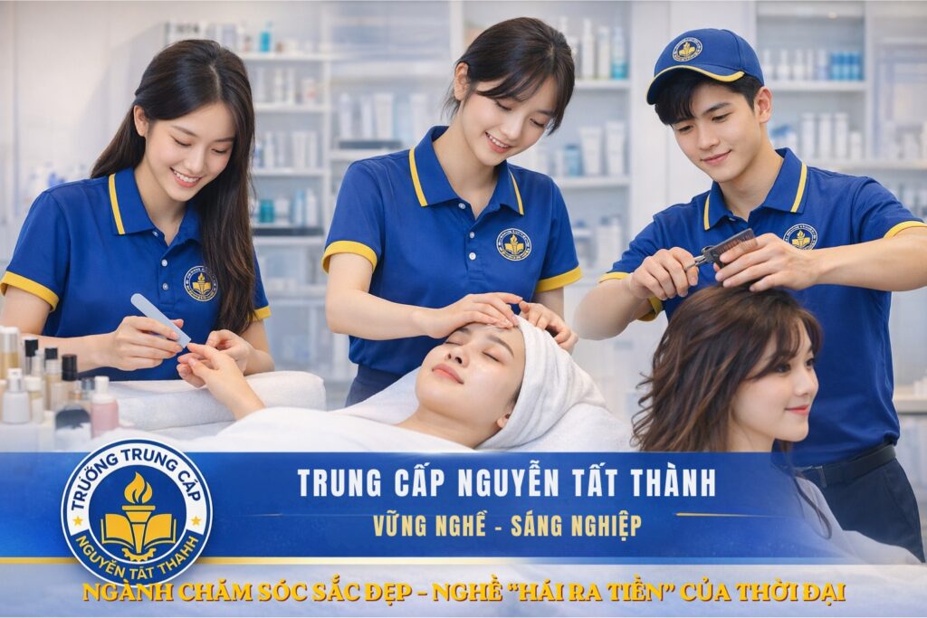 Khám phá ngành Chăm sóc sắc đẹp tại Trường Trung cấp Nguyễn Tất Thành với chương trình đào tạo thực hành chuyên sâu, trang thiết bị hiện đại, cơ hội việc làm cao và thu nhập hấp dẫn sau khi tốt nghiệp.