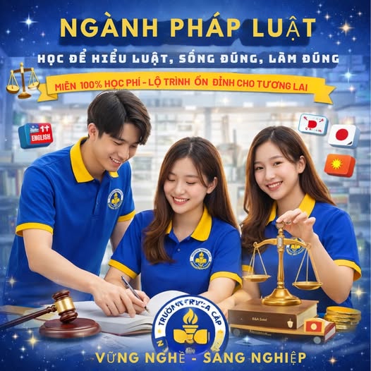 Ngành Pháp luật tại Trường Trung cấp Nguyễn Tất Thành giúp học sinh hiểu luật, rèn kỹ năng thực tiễn và mở rộng cơ hội việc làm trong lĩnh vực pháp lý – hành chính sau khi tốt nghiệp.