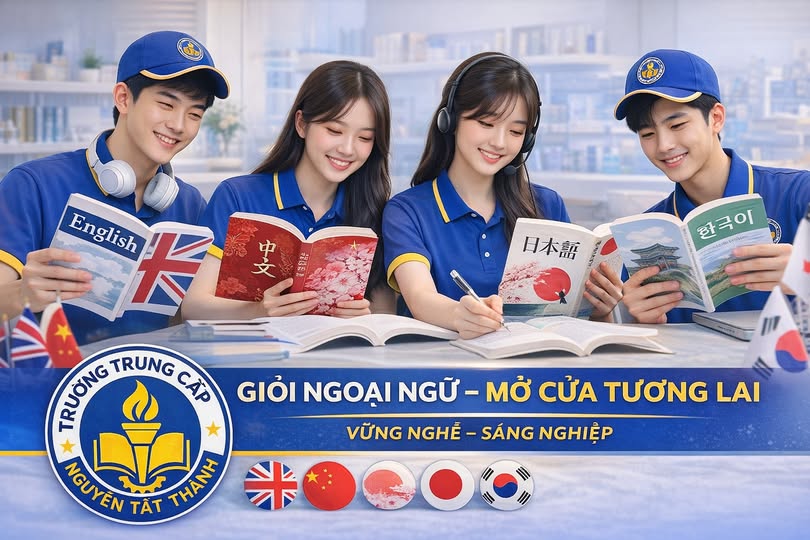 Chương trình học nghề Ngoại ngữ sau lớp 9 giúp học sinh vừa học văn hóa vừa phát triển kỹ năng ngoại ngữ thực tế trong môi trường học tập hiện đại, năng động. Với chính sách miễn 100% học phí theo quy định, học sinh có cơ hội tiếp cận kiến thức ngoại ngữ bài bản, rèn luyện kỹ năng giao tiếp, mở rộng cơ hội việc làm và học tập trong tương lai. Nhà trường chú trọng thực hành, tăng cường giao tiếp thực tế giúp học sinh tự tin sử dụng ngoại ngữ ngay từ khi còn ngồi trên ghế nhà trường.